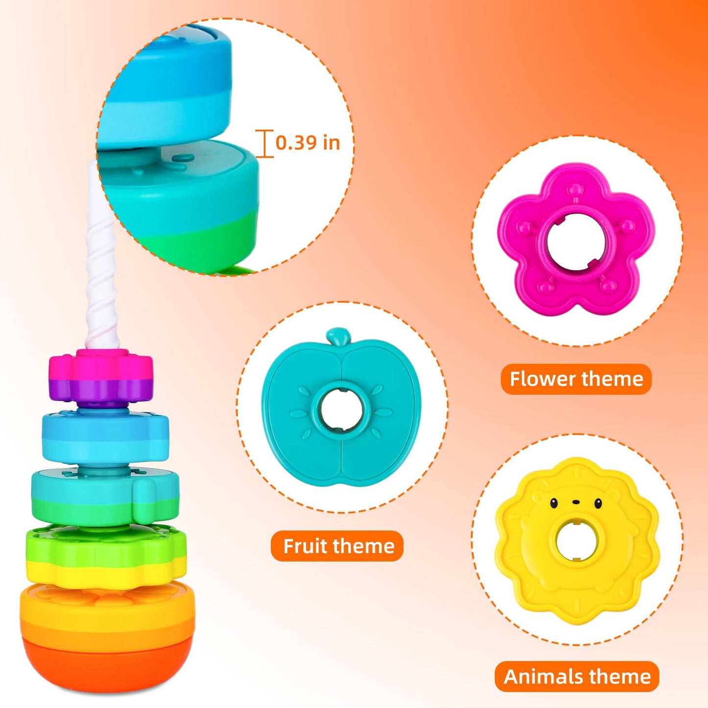 Byfwh Spinning Stacking Toys For Babies 12+ Month Ring Stacker Stacking Toys For Toddlers 1-3 Montessori Toys,Educational Learni