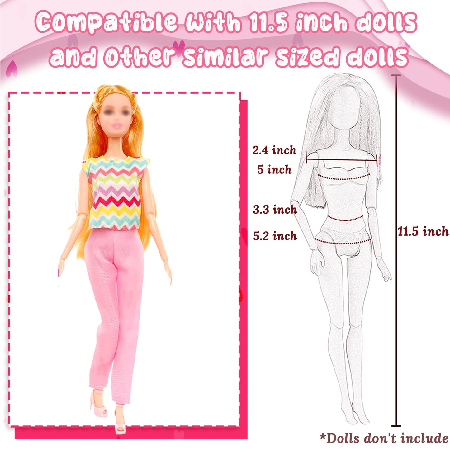 16 Pcs Doll Clothes And Accessories For Doll, 11.5 Inch Doll Outfit Collection Including 3 Short Skirts 2 Sequin Skirts 2 Sets 3
