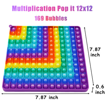 Petbsnvb Multiplication 12X12 And Addition 1-12 Pop Bubble, Math Fidget Popper, Learn Multiplication With Pop Fidget Toy, Fidget Toys, Bubble Sensory Rainbow, Birthday Party