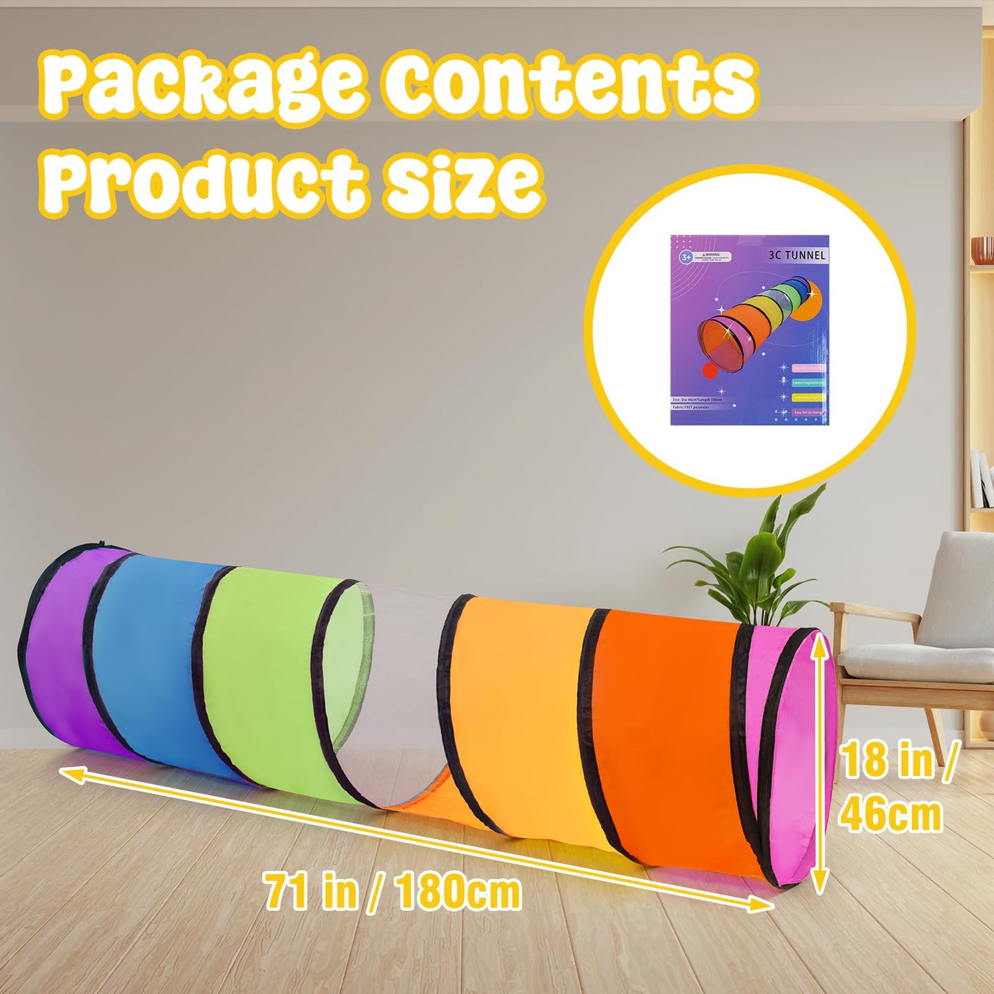 2 Pack Kids Play Tunnel,Pop Up Crawl Through Tunnel Play Tent For Baby Kids Children Or Pet,Opening Crawl Tunnel Toy With Breath