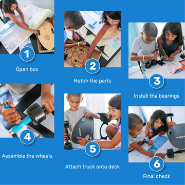 Elos Skateboard DIY Kit - The Mini Longboard Cruiser Skateboard in A DIY All-in-one Kit. Promotes Outdoor Stem Interest in Science Engineering. Gifts for Boys/Girls. Building Toys for Boys Age 8-12.