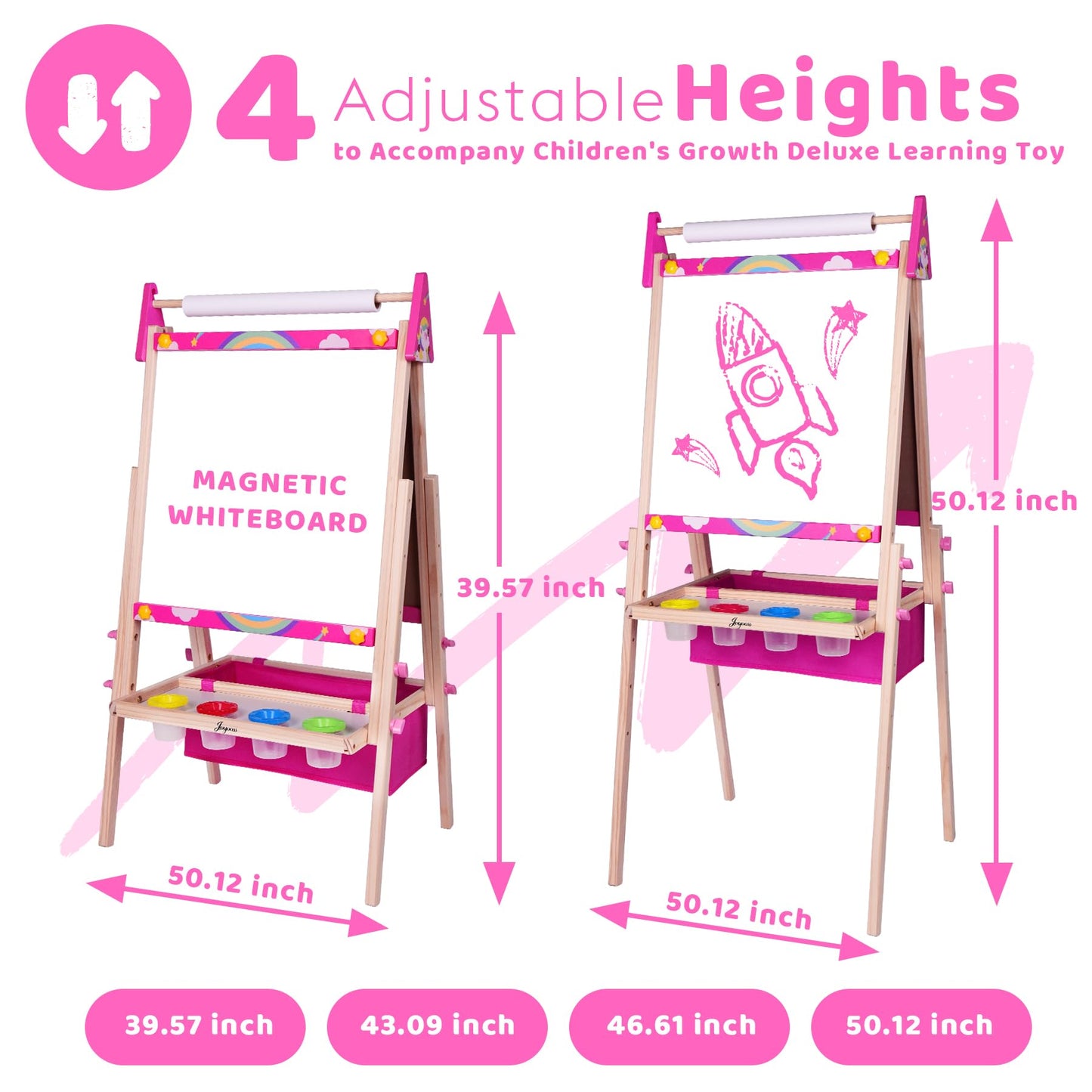 Joyooss Art Easel For Kids Easel For Toddlers, Adjustable Painting Station Wooden Easel Toddler Easels Kids Board Whiteboard & C