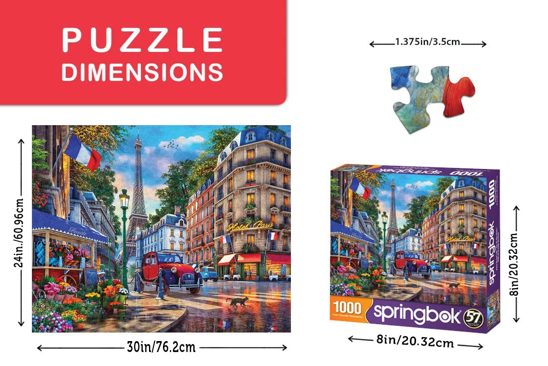 Majestic By Springbok 1000 Piece Jigsaw Puzzle Paris Street Life - Made In Usa - Compact Box