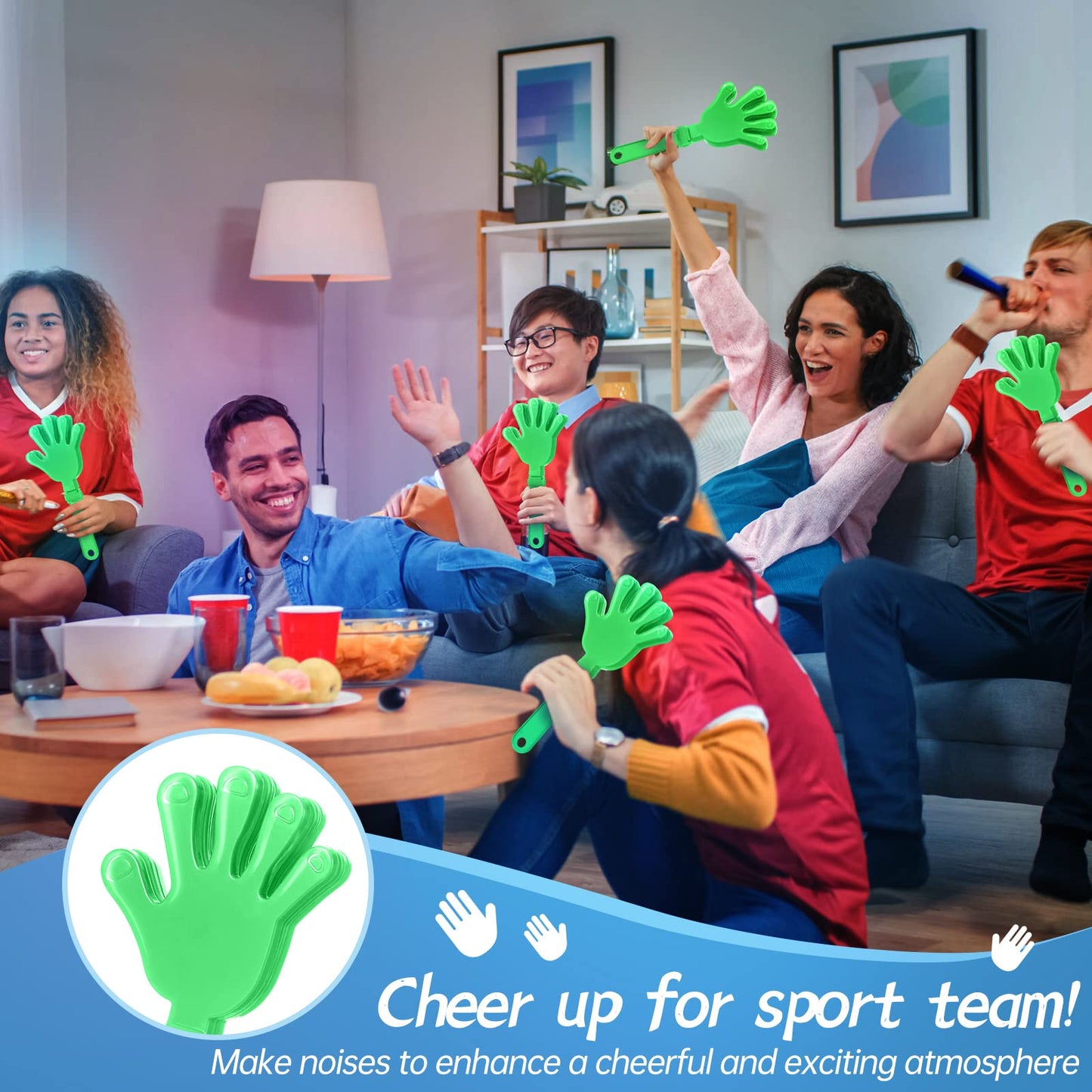 Zcysrlqin 24 Pcs Lime Green Hand Clappers 7.5 Inch Clappers Noisemakers Noise Makers Party Favors Plastic Clapper Sporting Event