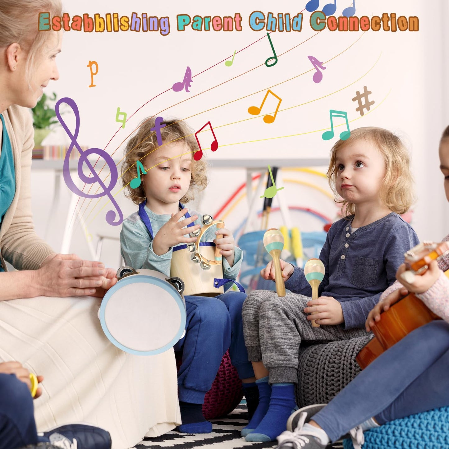 Toddler Musical Instruments-Musical Toys Wooden Montessori Toys For Toddlers 1-3 , Baby Musical Instruments With Modern Boho Xyl