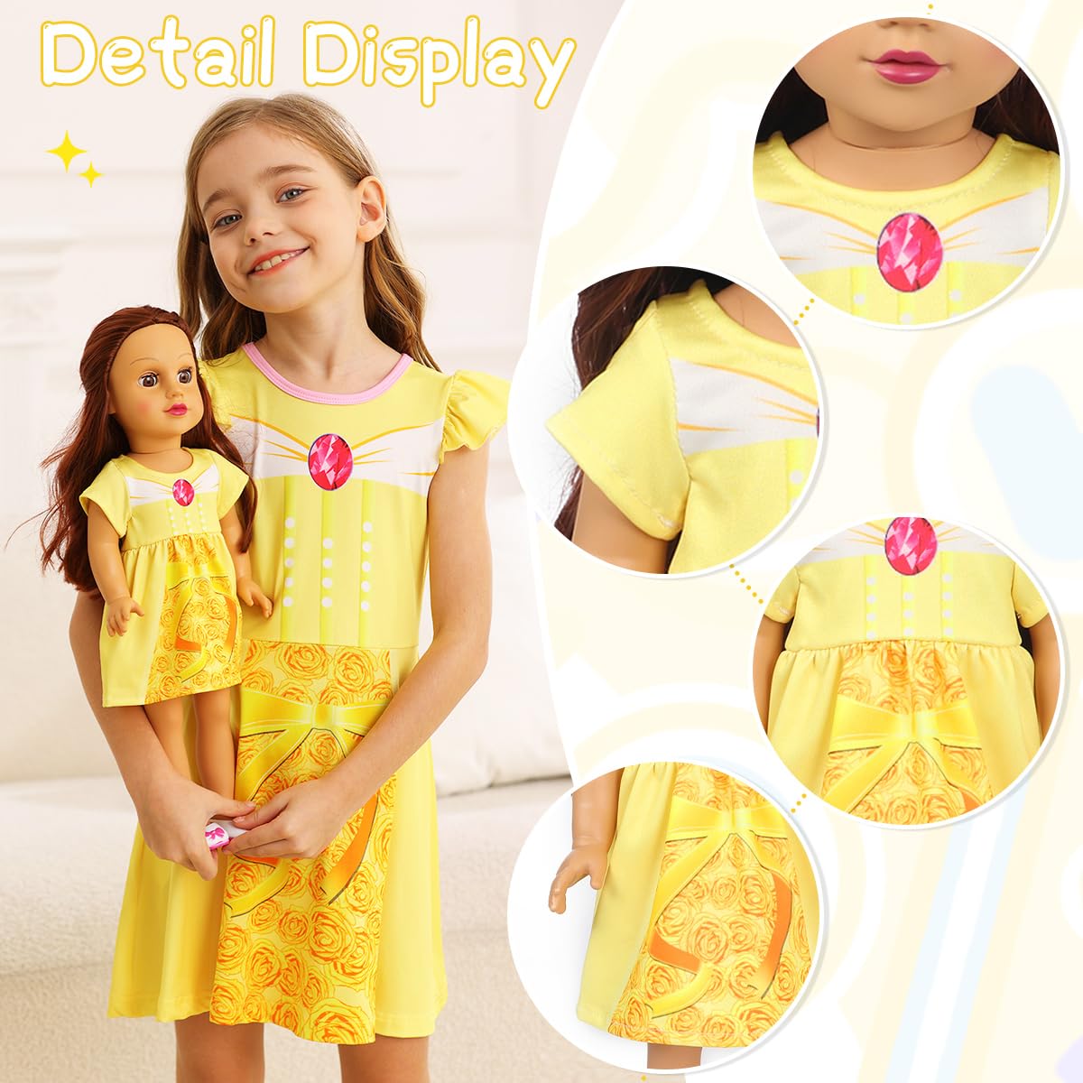 Benylion Girls Doll Clothes 14-16 Inch Doll Princess Costume Dress For 14-16 Inch Doll Include 3Pcs Different Princess Dress Fit