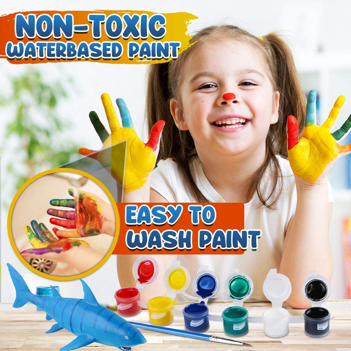 Funzbo Shark Toys Painting Kits For Kids Ages 4-8, Arts And Crafts For Kids With Art Supplies, Sea Animal Creatures Ocean Fish Toys For Toddlers Boys Girls Ages 3-12 Birthday Gift