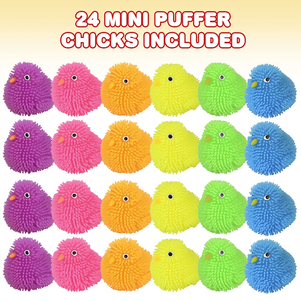 ArtCreativity Mini Puffer Chicks, Set of 24, Chick Surprise Toys for Filling Easter Eggs, Easter Party Favors, Egg Hunt Supplies