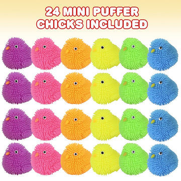 ArtCreativity Mini Puffer Chicks, Set of 24, Chick Surprise Toys for Filling Easter Eggs, Easter Party Favors, Egg Hunt Supplies