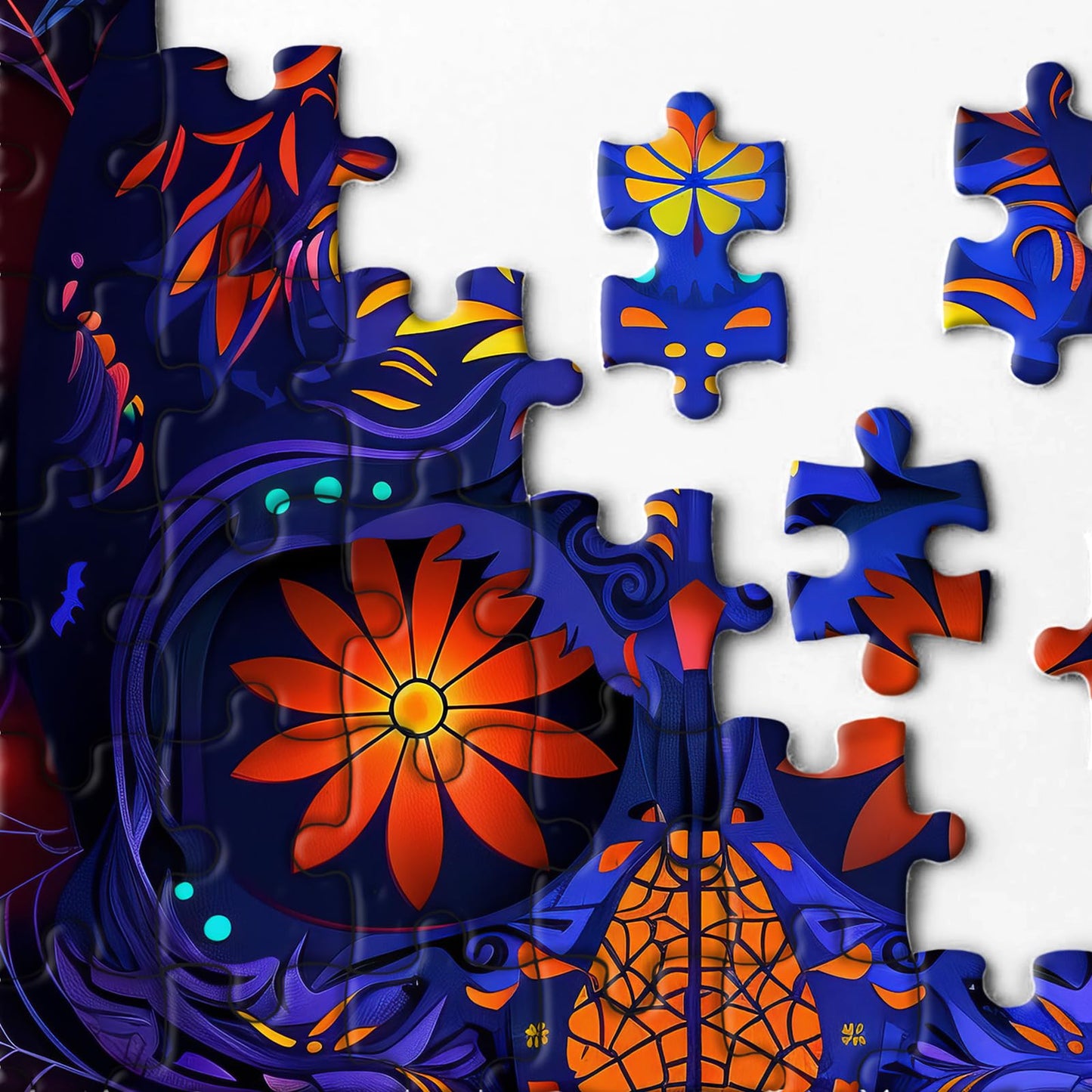 Halloween Horror Skull Puzzle For Adults 1000 Pieces, Holiday Flower Skeleton Jigsaw Puzzle, Pumpkin Ghost Spider Puzzle