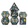 PJOY Metal Dice Set D&D Star DND Dice Set Polyhedral Dice for RPG Role Playing Games Dungeons and Dragons TTRPG Black Yellow Blu