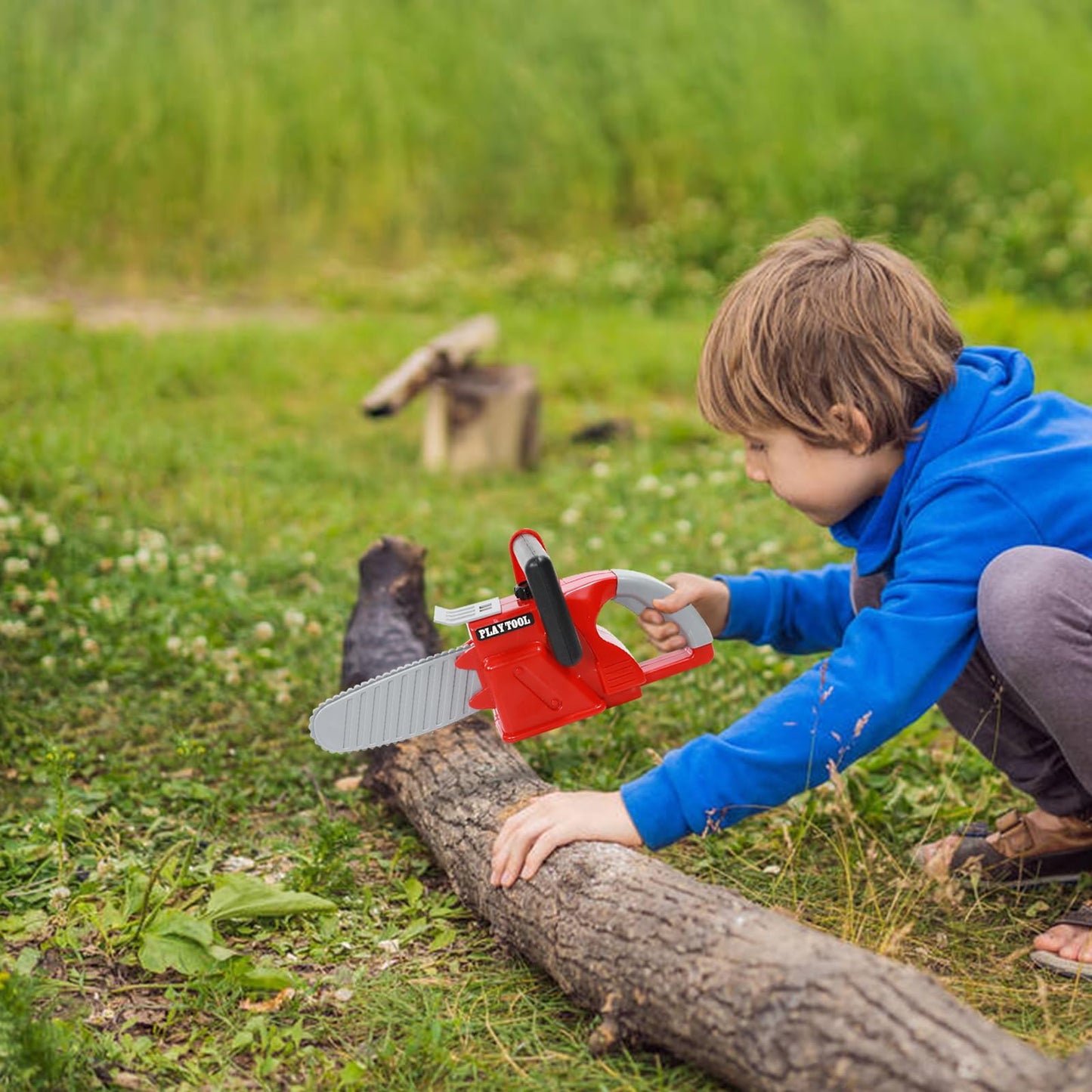 Sistracia Toy Hedge Trimmer And Toy Chainsaw For Kids, Outside Kids Chainsaw Toy With Rotating Chain And Realistic Sounds, Outdo
