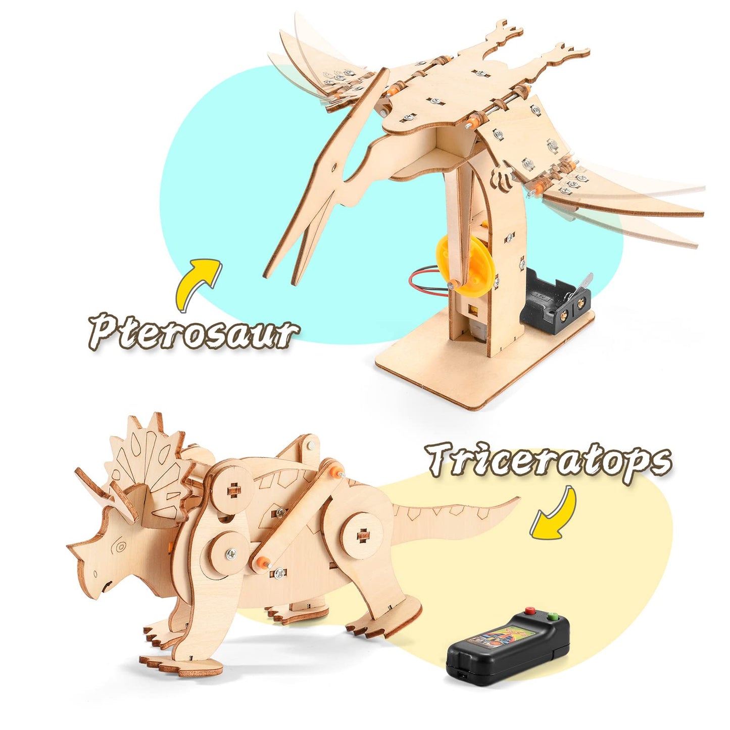 Dinosaur Stem Kits For Kids Ages 6-8-10-12, 4 In 1 Stem Projects, Wood Building Toys For Boys Age 8-12, Build It Yourself Woodwo