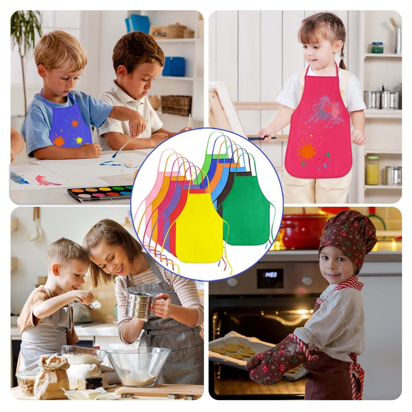 Kuuqa 30 Pack Kids Apron Painting Aprons For Kids, Kids Painting Apron Art Smocks Kid Apron For Classroom Painting Party Supplies