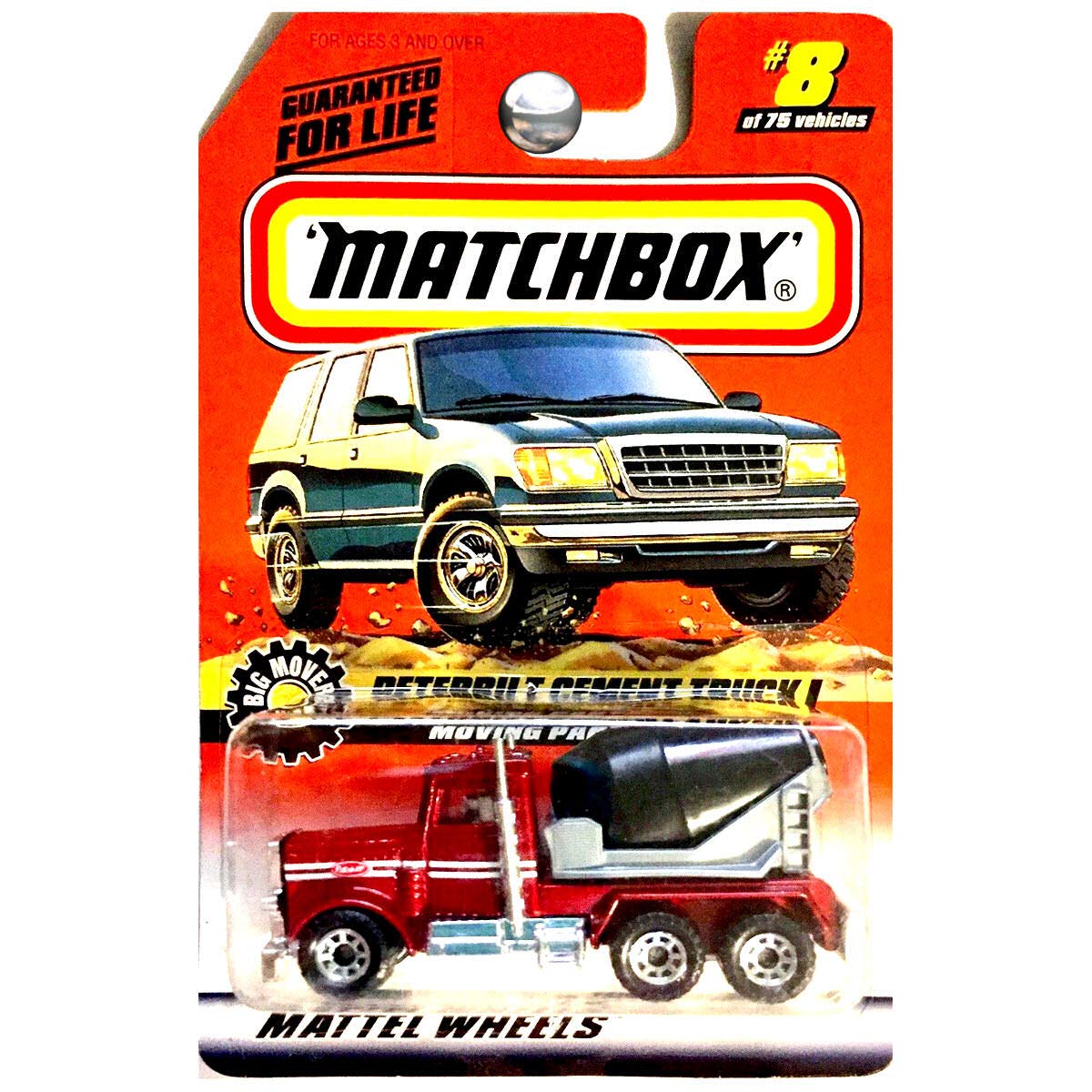 Matchbox 1998 Big Movers Peterbilt Cement Truck Mixer Red Metallic #8