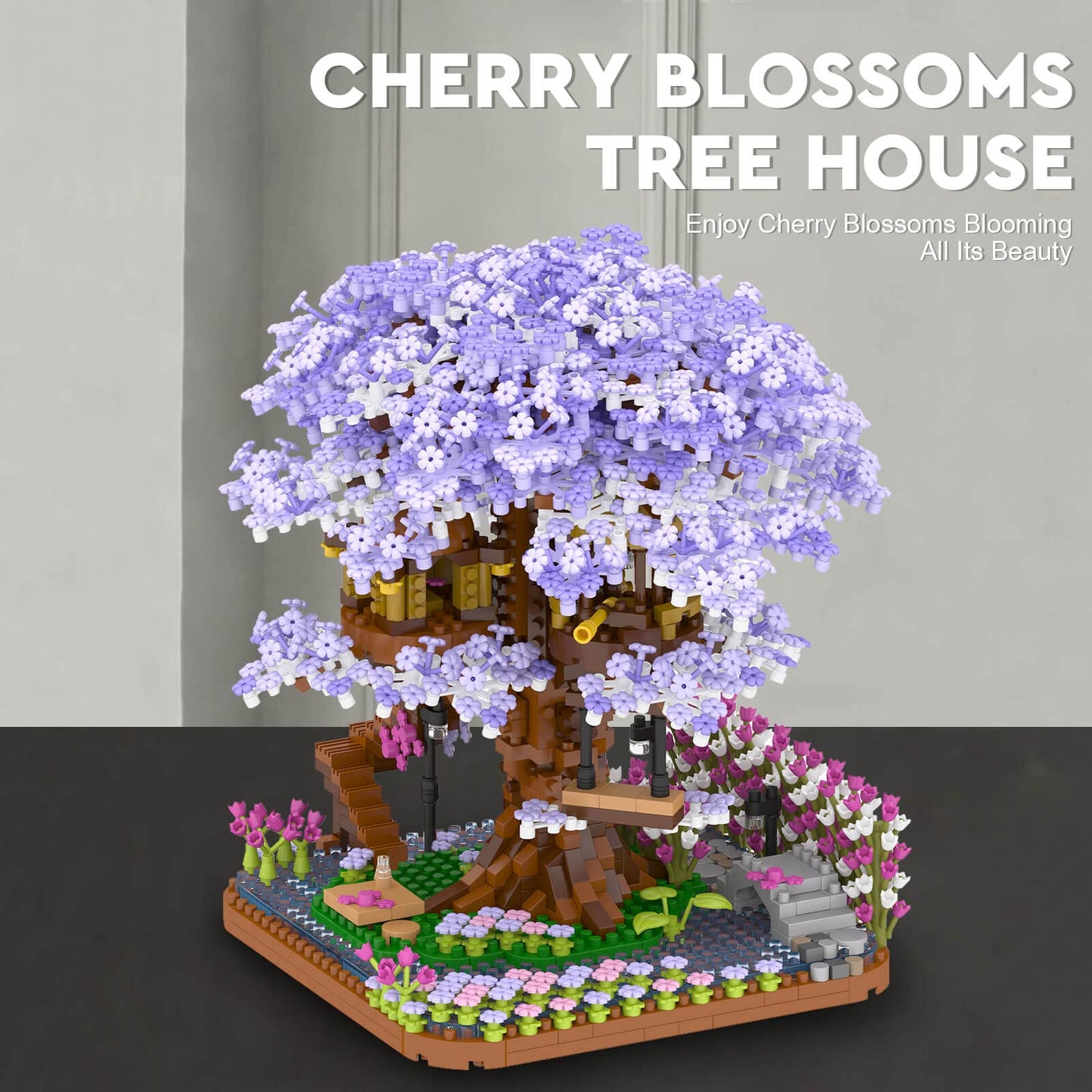 Vziimo Cherry Blossom Bonsai Tree Building Set, Flowers Tree House Model Sets For Adults, 2200Pcs Micro Bricks Collectible Creative Gifts For Adults Girls Boys 14+