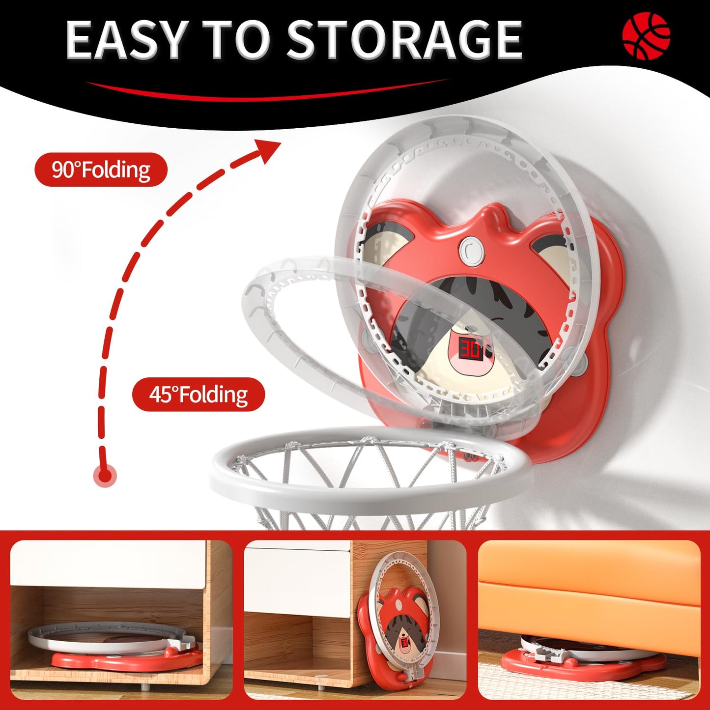 Watudou Toddler Basketball Hoop Indoor Toys Gifts For 3 4 5 Year Old Boys Kids, Indoor Mini Scoring Basketball Hoop For Toddler