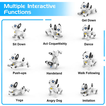 SUPIREO Remote Control Robot Dog Toy, Programmable Smart Interactive Robotic Pets, RC Stunt Robot Toys Dog Imitates Animals Musi