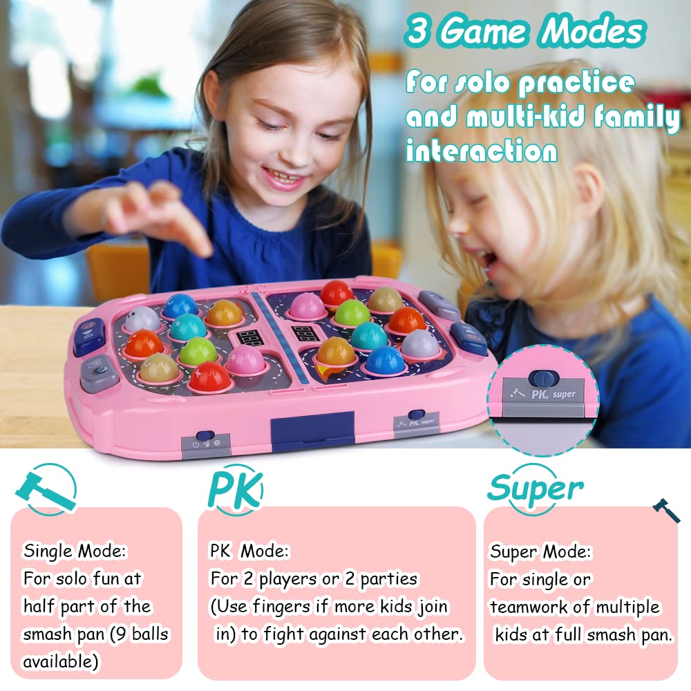 Whack Mole Game,Toys For 3-12 Year Old Boys And Girls,Pounding Toys For Toddlers,Birthday Gifts For 3 4 5 6 7 8+ Girls Kids,Interactive Educational Toys With Sound And Light,Pk Mode With 2 Hammers