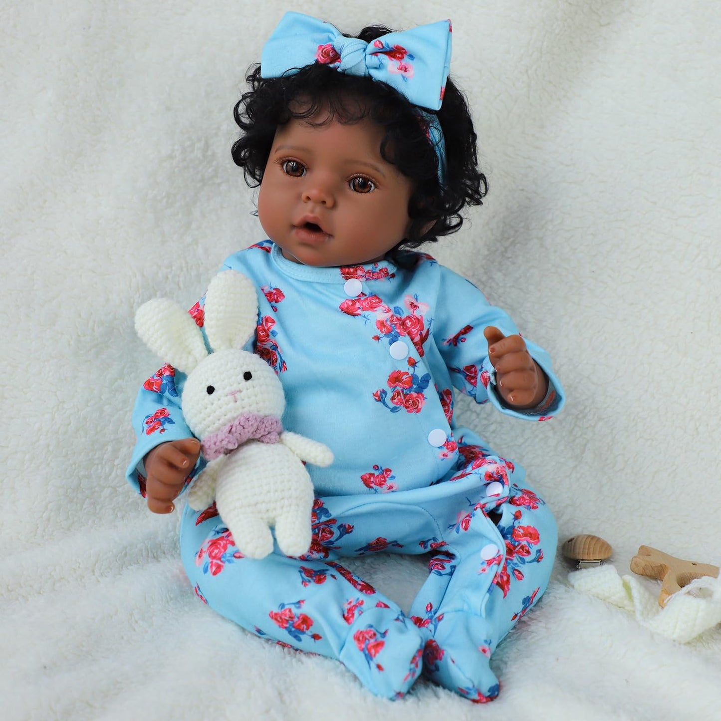 Scom Lifelike Reborn Black Girl - 20 Inch African American Newborn Baby Girl, Real Life Baby Dolls With Weighted Soft Cloth Body