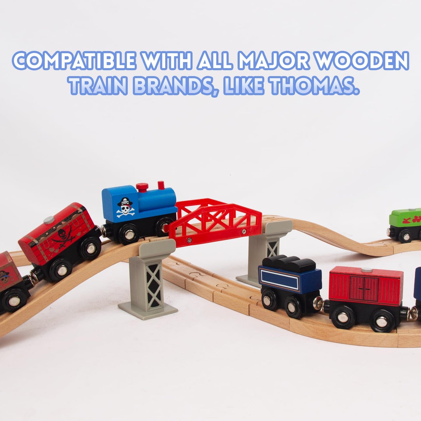 Woodenedu Wooden Train Sets For Toddlers, 9 Pcs Train Toy Magnetic Sets Fits Brio, Thomas, Melissa And Doug, Kids For Boys Girls