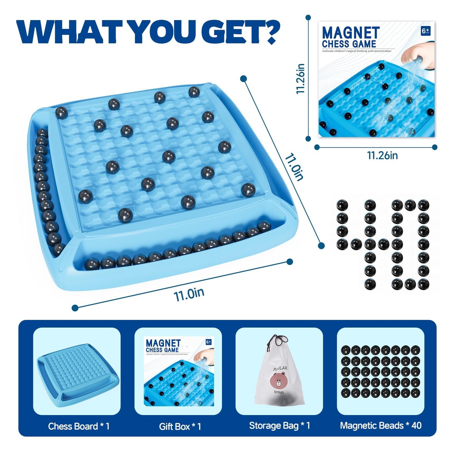 Magnetic Game Chess, Magnet Chess Fun Family Games For Kids And Adults, Magnet Game With 40Pcs Magnet Game, Table Top Board Game