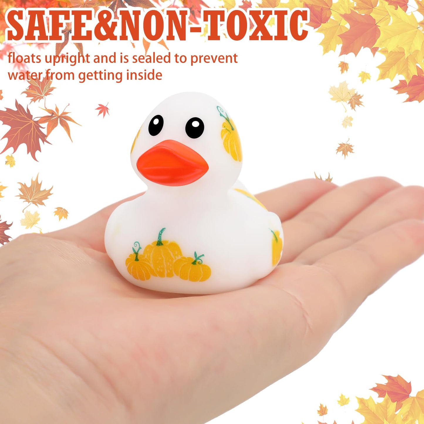 Libima 24 Pcs 2 Inch Fall Mini Rubber Ducks Thanksgiving Rubber Duckies With Pumpkin Leaf Turkey Printed Fall Theme Rubber Ducks