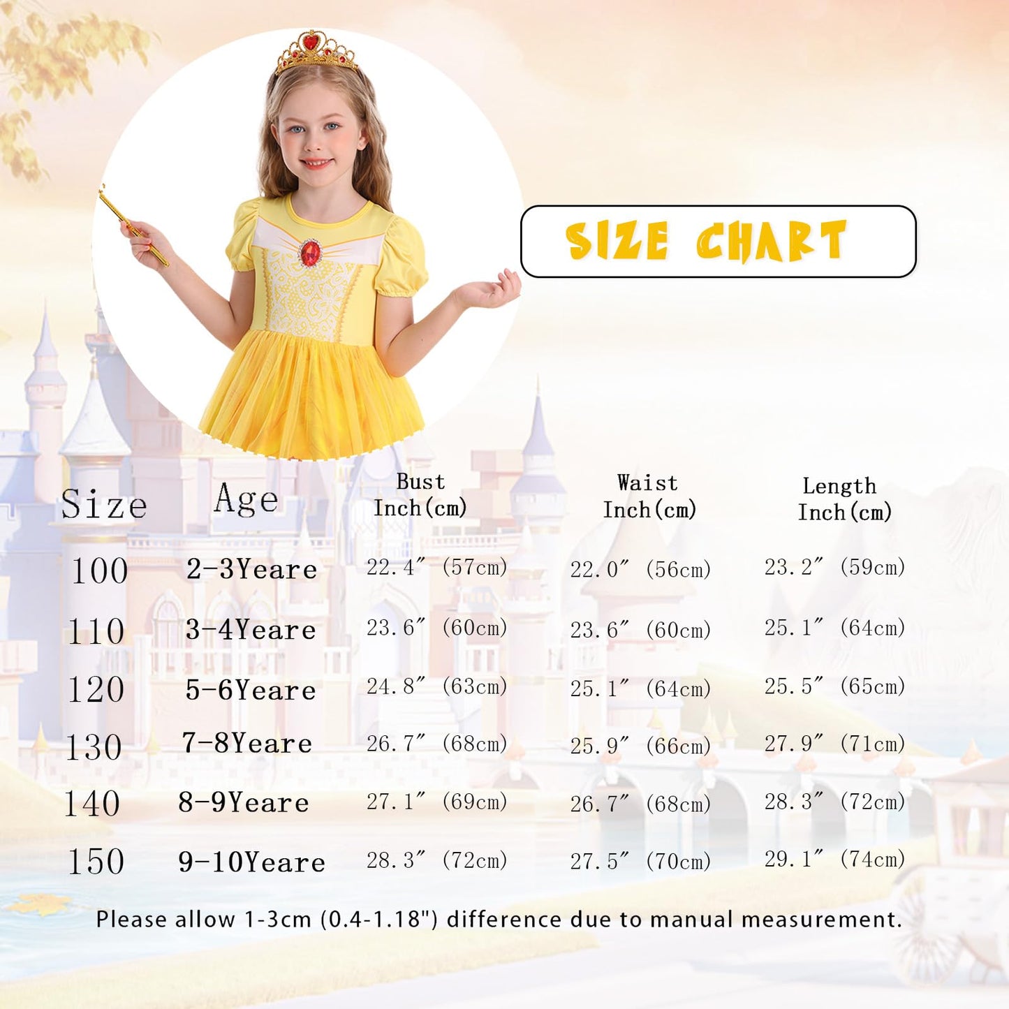 Benylion Princess Dress For Girls Kids Princess Costume Halloween Cosplay Party Outfit Toddler Princess Dress Up Birthday Outfit
