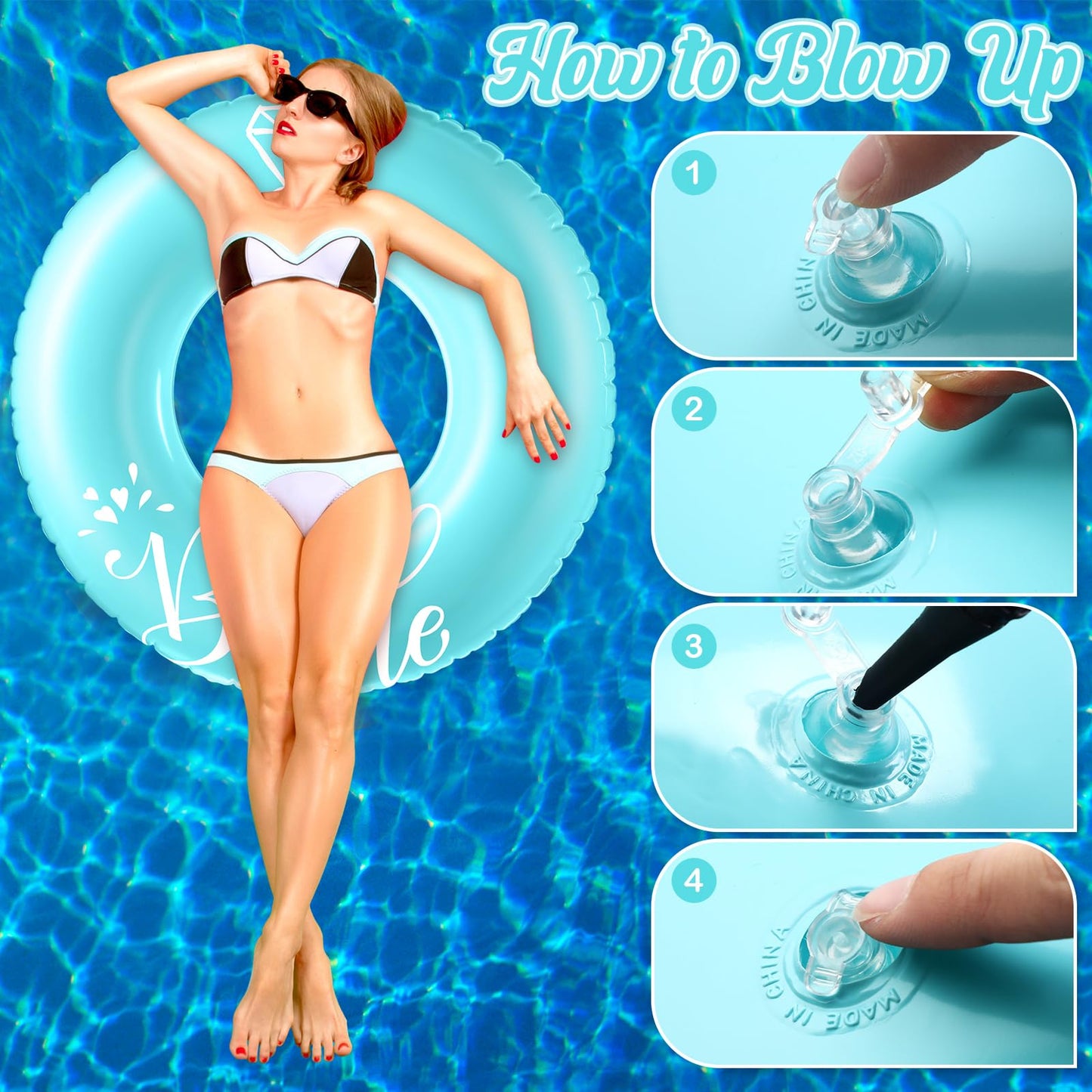 Motionchic Bridal Ring Pool Float 47.24'' Bachelorette Pool Floats Beach Bachelorette Party Decor Inflatable Bride Swimming Tube