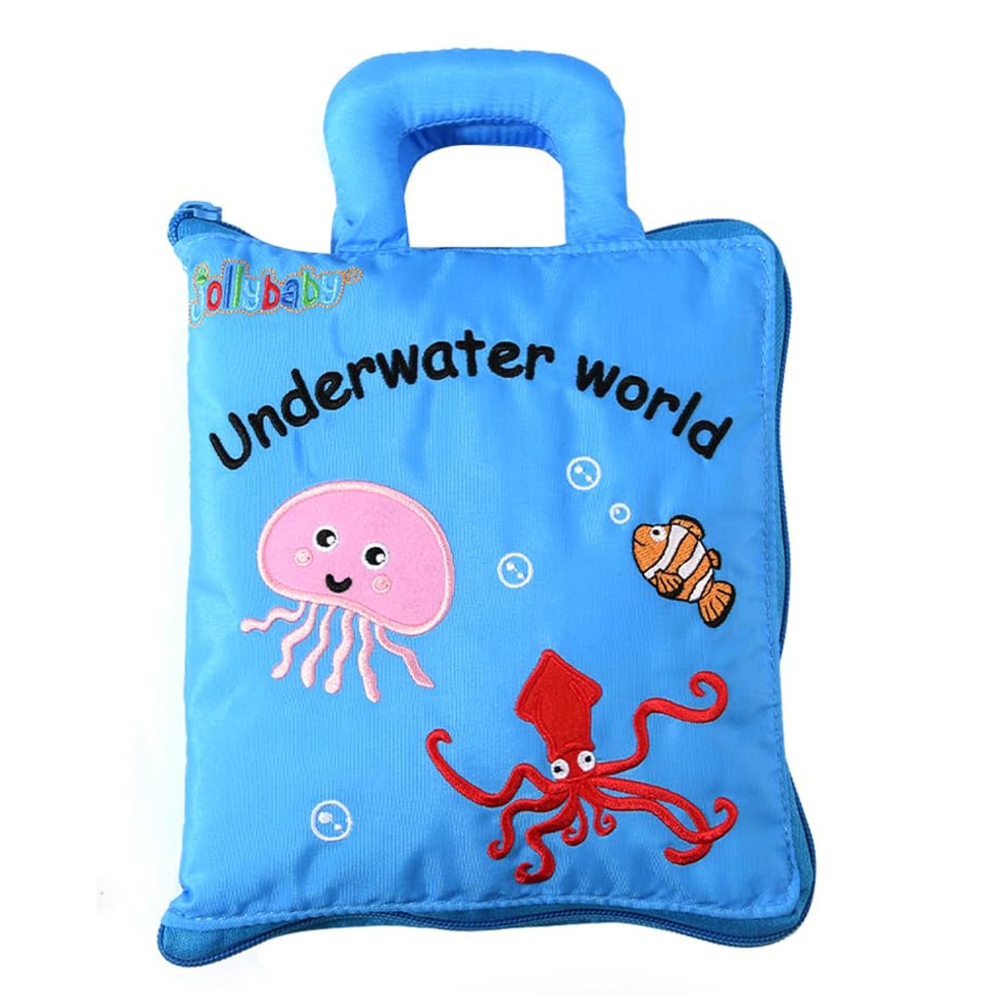 Jollybaby Quiet Book For Toddlers - Montessori Basic Skills Activity Toys - Preschool Learning Soft Travel Toy & Sensory Educational Busy Book For 1-3 Year Old Boys & Girls + Zipper Bag(Wathet)