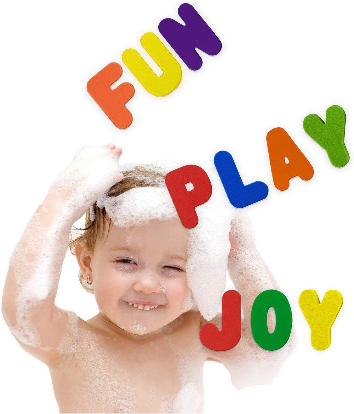 Babybibi 36 Pcs Stick-On Foam Bath Letters And Numbers - Non-Toxic, Bpa Free, No Mold Bath Tub Toys - Colorful, Educational, Fun Abc Bath Toys For Toddlers & Babies