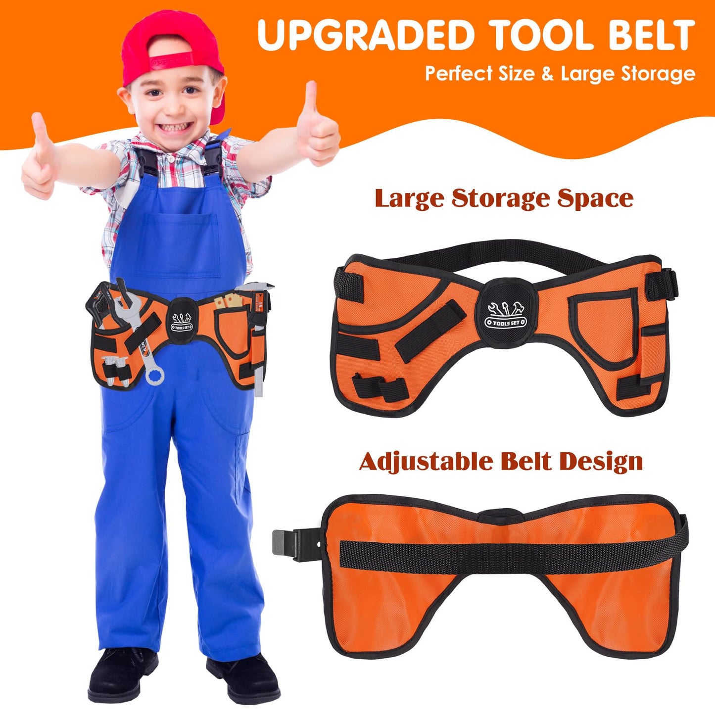 Kids Tool Set- 48PCS Toddler Tool Set Toys with Electronic Toy Drill, Tool Bag&Tool Belt&Tape Measure, Pretend Play Kids Constru