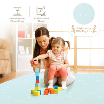 Popsykosy enhanced Exercise & Baby Foam Play Mats - Stylish & Large Non-Toxic Puzzle Floor Mat - 6 Tiles - Spacious 6ft x 4ft - Peel-Resistant Reinforced - Soft Thick Waterproof - Triangle Blue