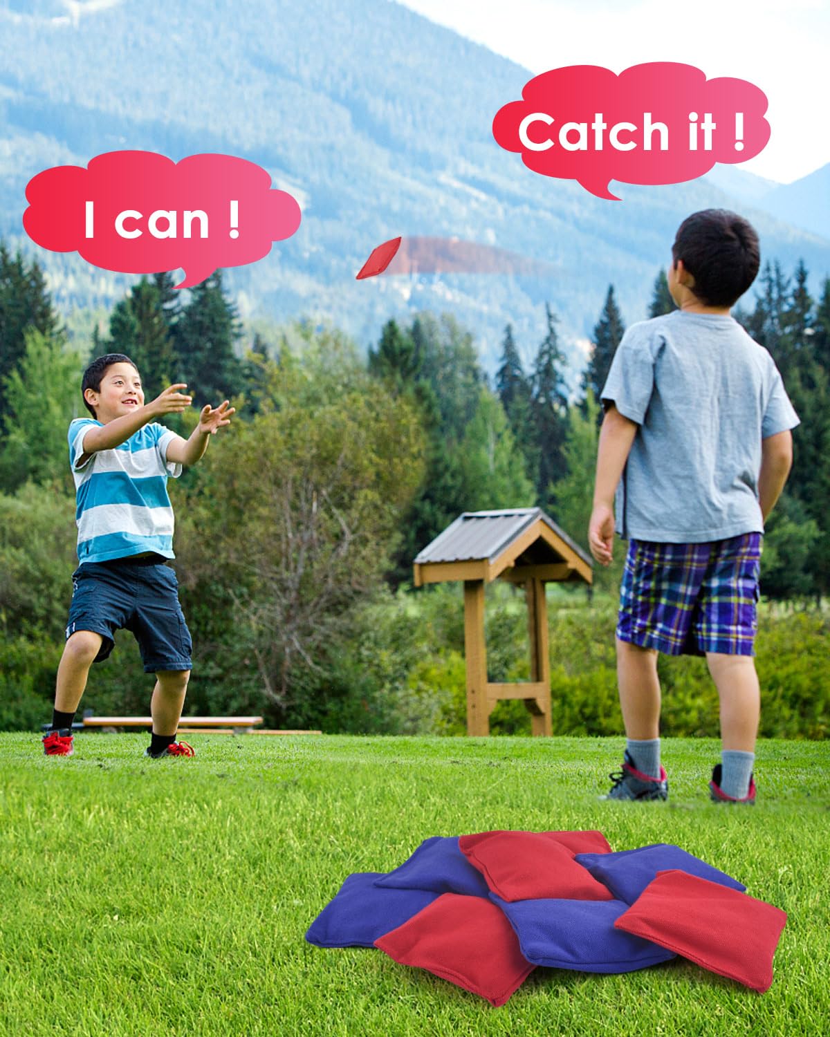TINDTOP Bean Bags for Tossing(3.9 * 3.9inch 100g/3.5oz) 8 Pack Cornhole Outdoor Toss Gaming Colorful Canvas Bean Bags Carnival Games Kids Beanbags tossing Games