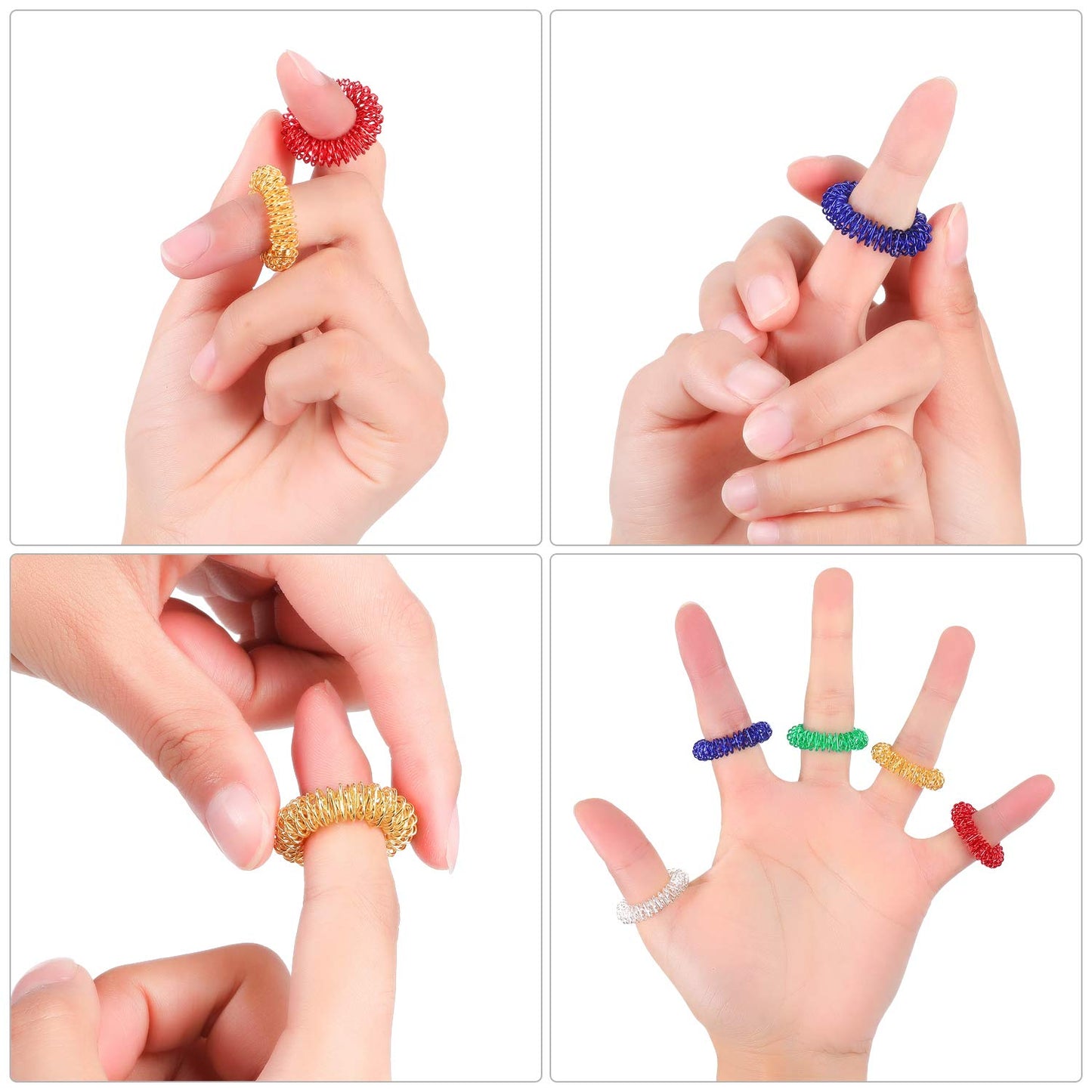 30 Pieces Acupressure Rings Spiky Sensory Rings for Fingers Stress Relief Fidget Sensory Massager for Teens Adults