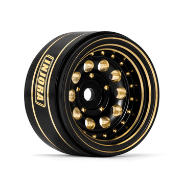 INJORA 1.0 Beadlock Wheel Rims Black Coating Brass Rims for 1/24 1/18 RC Crawler Car Axial SCX24 AX24 TRX4M FCX24, 39g