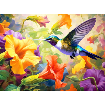 Voluvolu 500 Piece Puzzle For Adults, Jigsaw Puzzle,Flower Hummingbird Jigsaw Puzzles 500 Pieces Birthday Party For Family Kids