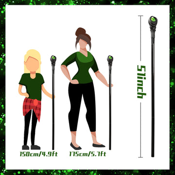 Flylife 51Inch Deluxe Maleficent Staff With Green Light Orb, Wizard Scepter Magic Wand Halloween Prop (Green Light)