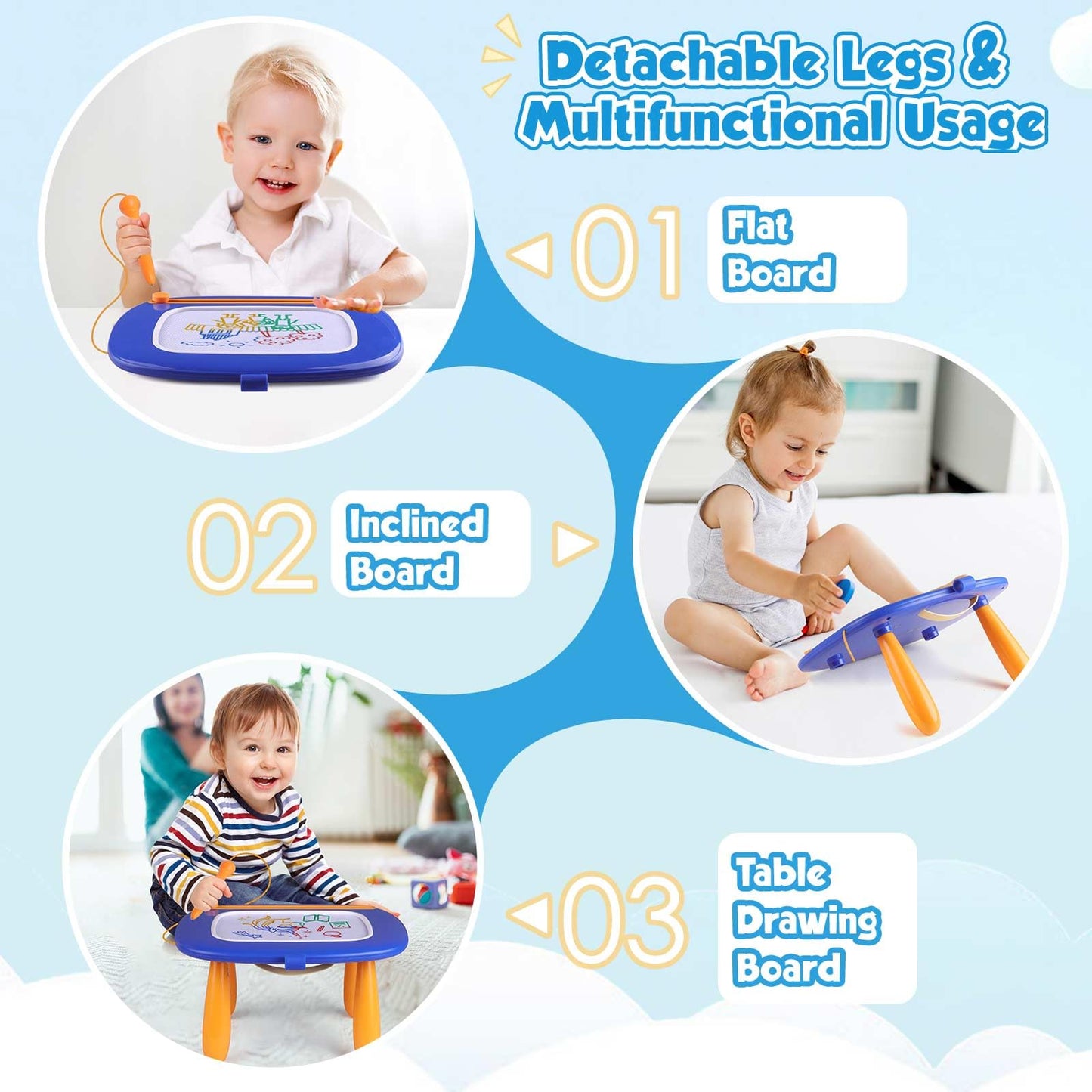 Smasiagon Toddler Girl Boy Toys For 1 2 3 Year Old Girls Boys Magnetic Drawing Board Educational Learning Toys For 18 Month Old Girls Boys Birthday Christmas Gifts (Royal Blue)