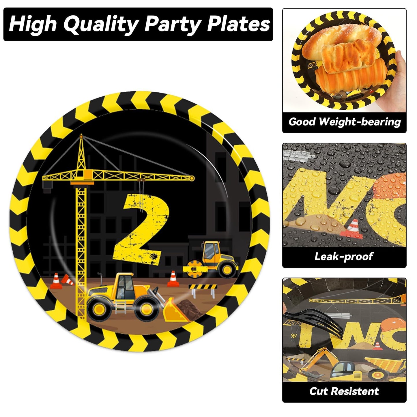 25 Guests Construction Birthday Party Supplies Plates Napkins Forks Set Disposable Construction Truck Two Tableware Paper Plates