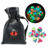 Haxtec Glow in The Dark Glowing Blue Red Green Silver Metal Dice Set D&D 7PCS DND Dice Set for Dungeons and Dragons RPG Games-Si