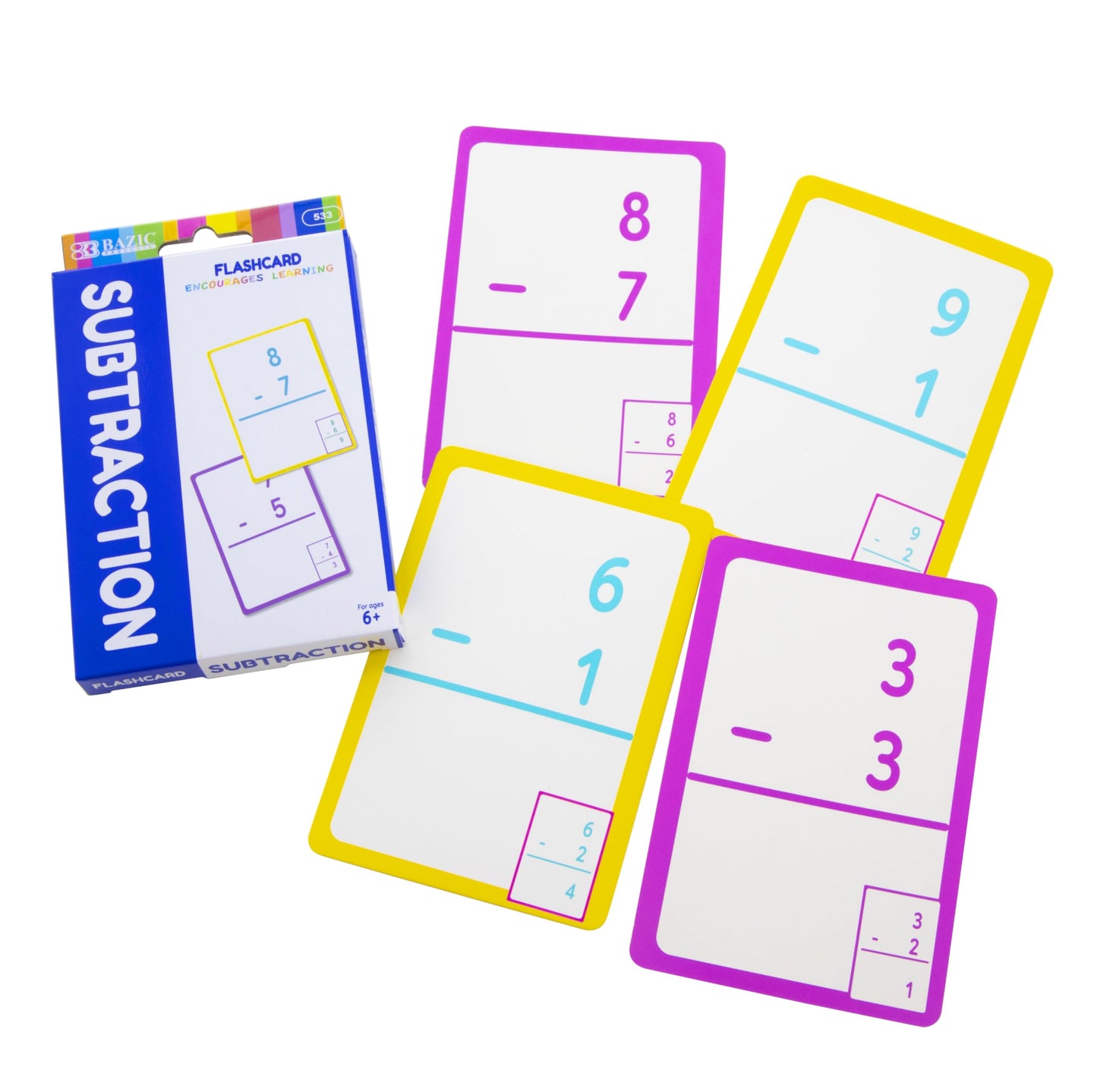 Bazic Addition & Subtraction Flash Cards, Number Math Calculation Card Game Education Training Learning Practice Activities (36/Pack), Set Of 2-Pack
