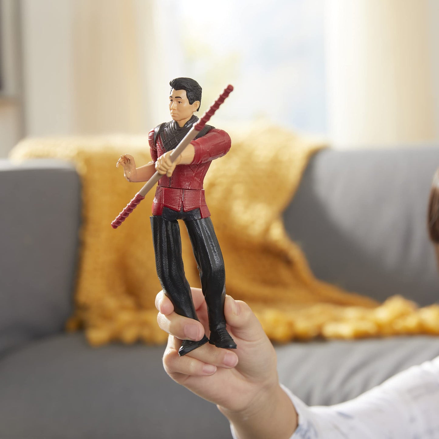 Marvel Shang-Chi 6-inch Action Figure Toy with Bo Staff - Red, Plastic, Model F0960, Ages 4 and Up