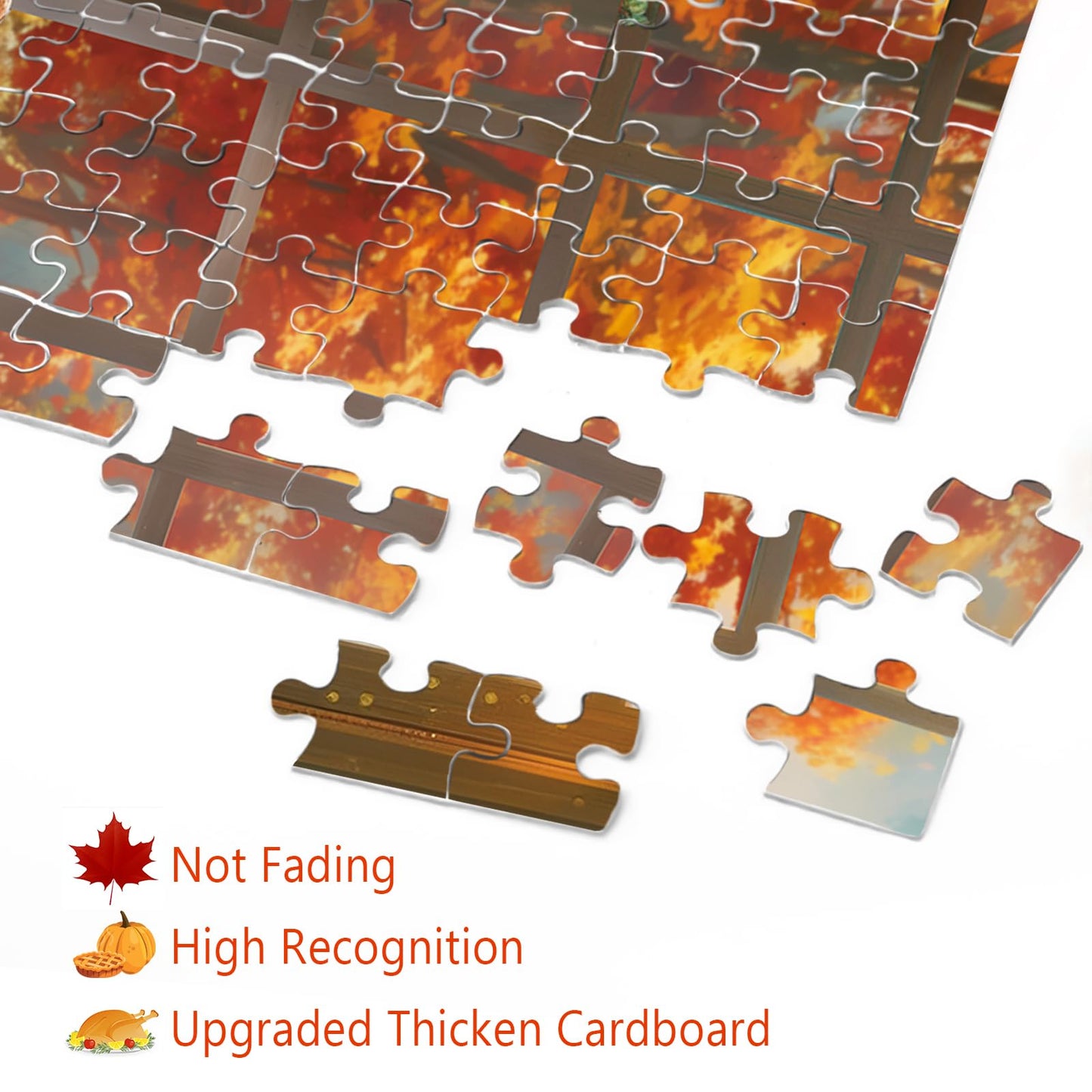 Thanksgiving Fall Puzzle For Adults 1000 Pieces, Holiday Food Turkey Jigsaw Puzzle Autumn, Flower Pumpkin Fruit Puzzle