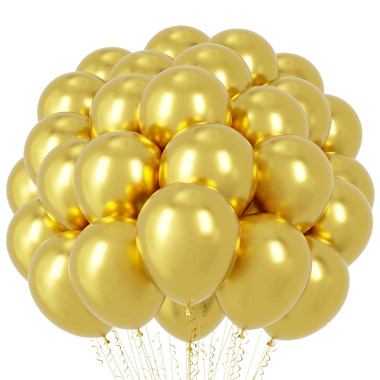 Voircoloria Metallic Gold Balloons, 66Pack 12Inch Chrome Gold Latex Party Balloons For Graduation, Wedding, New Year, Birthday,