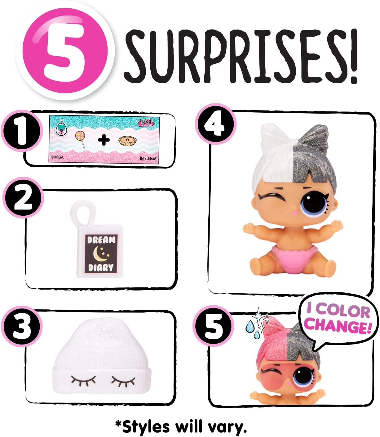 Lol Surprise Glitter Color Change Lil Sis With 5 Surprises- Collectible Doll Including Sparkly Fashion Accessories, Holiday Toy, Great Gift For Kids Girls Ages 4 5 6+ Years Old