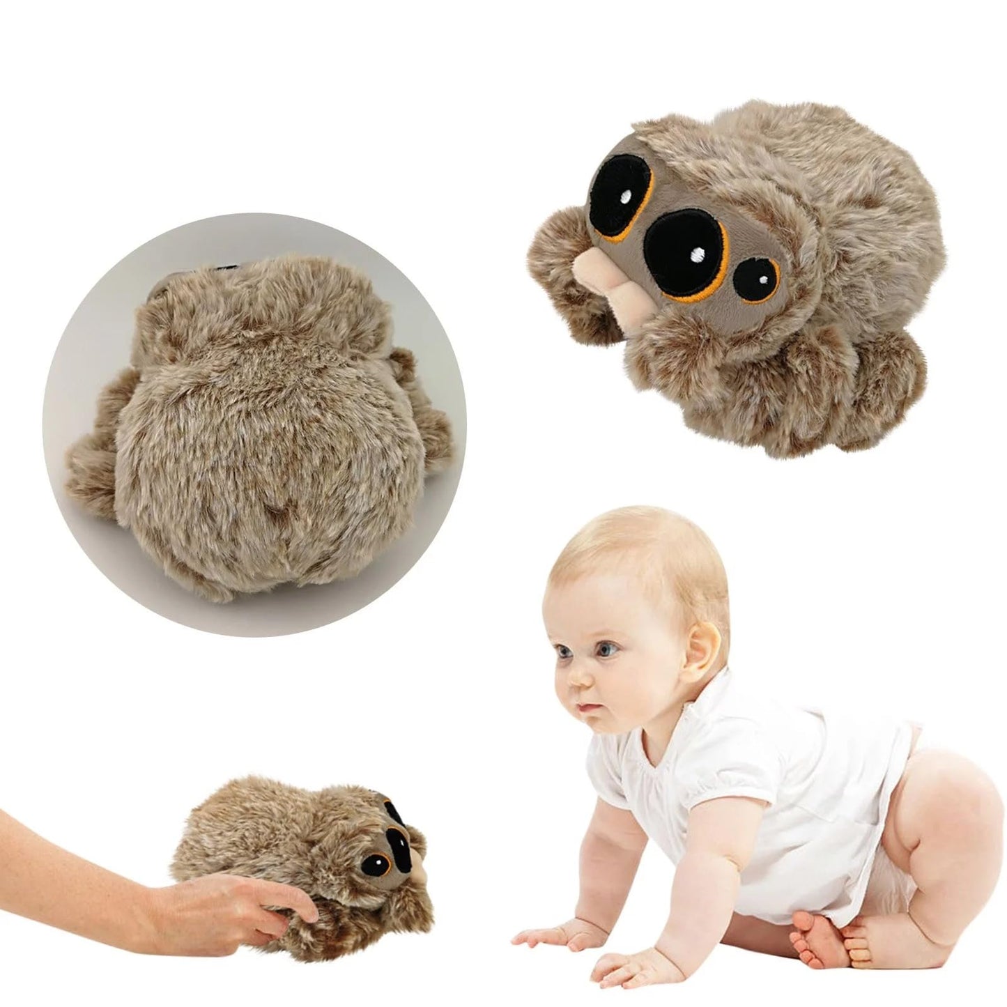 Spider Plush 6.9 Inch Jumping Spider Stuffed Animal Plush Toy Soft Cute Spider Plushie Gift For Kids (A-2Pcs)