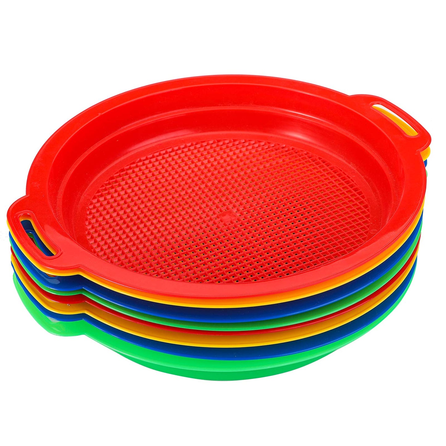 Suwimut 8 Pack Sand Sifter Sieves for Kids Beach Sand Toys, 9.75 x 8.75 Inch Plastic Sand Sifting Pan Sand Strainer for Gardenin