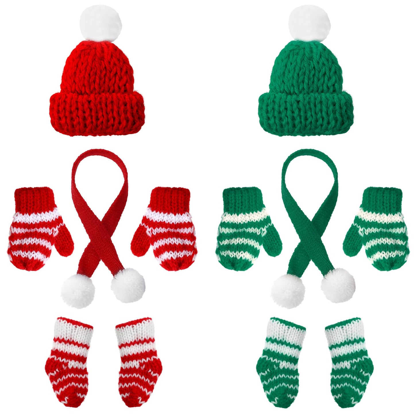 12 Pcs Christmas Elf Accessories Clothes For Elf Doll Christmas Elf Kit Includes Elf Doll Hats, Socks, Gloves, Scarf Sets For Christmas Elf Dolls Costume Decoration, Doll Is Not Included (Cute Style)