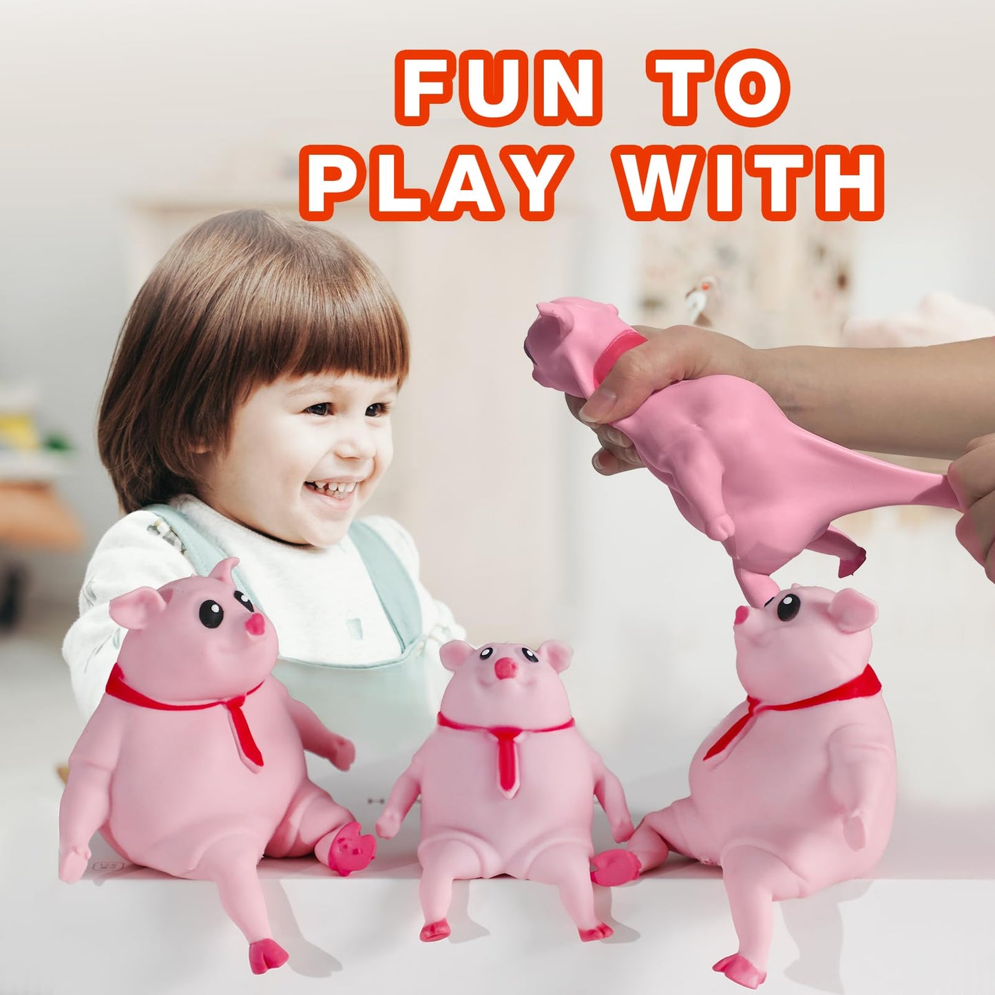 Cute Squishy Pig For Kids And Adults - 2Pack Of Sensory Stress Relief Pig Squeeze Toys To Anxiety, Funny Stretch Animal Splat To